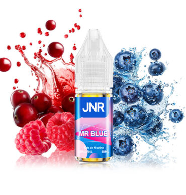 E-liquide JNR Nic Salts Mr Blue 10 ml 20 mg avec illustration de fruits rouges et baies bleues
