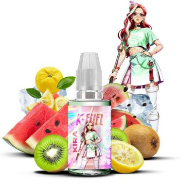 Concentré Kira 30 ml K-Fuel avec flacon, pastèque, kiwi, citron et glaçons